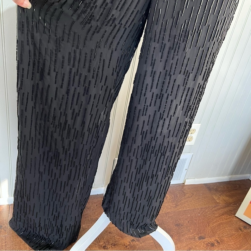 Alice + Olivia Porsha Black Beaded Jumpsuit Evening Wear View 5
